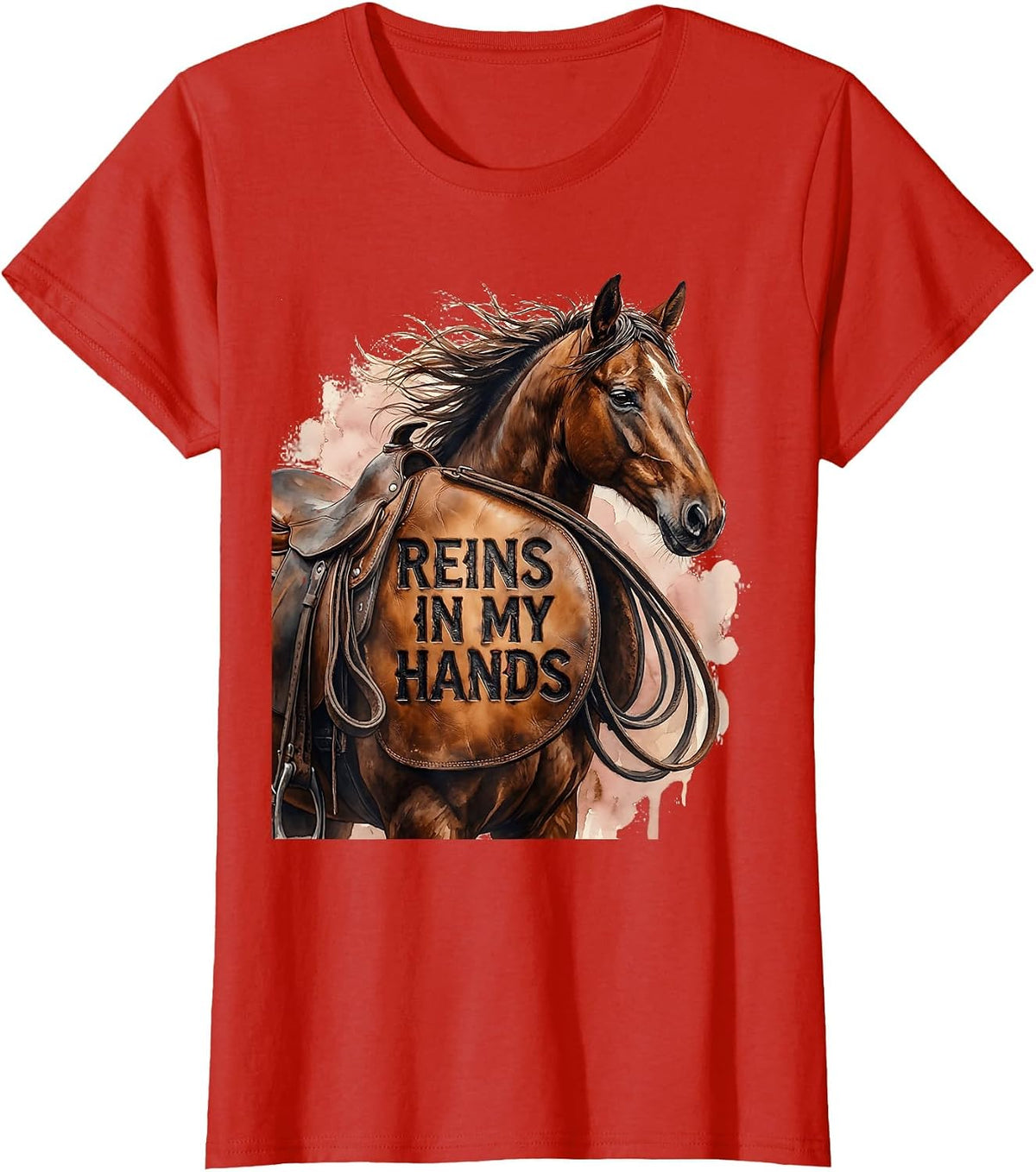 Reins In My Hands Horse Riding Design T-Shirt - Red