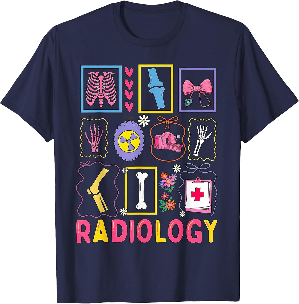 Retro Radiology Xray Tech Cute Rad Tech Healthcare Men Women T-Shirt - Navy Blue