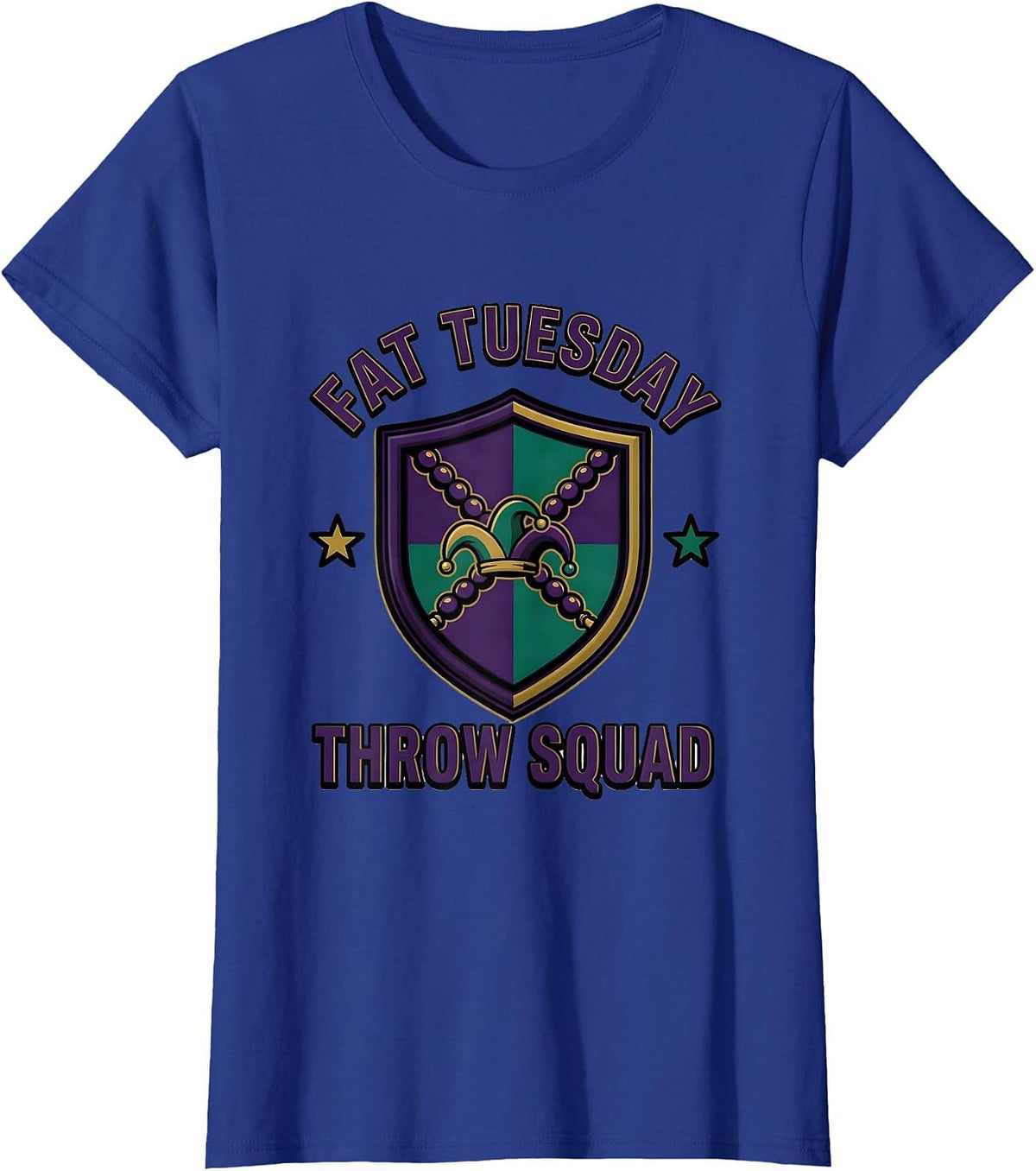 Women's Fat Tuesday Throw Squad Funny Mardi Gras Carnival Party T-Shirt - Royal Blue