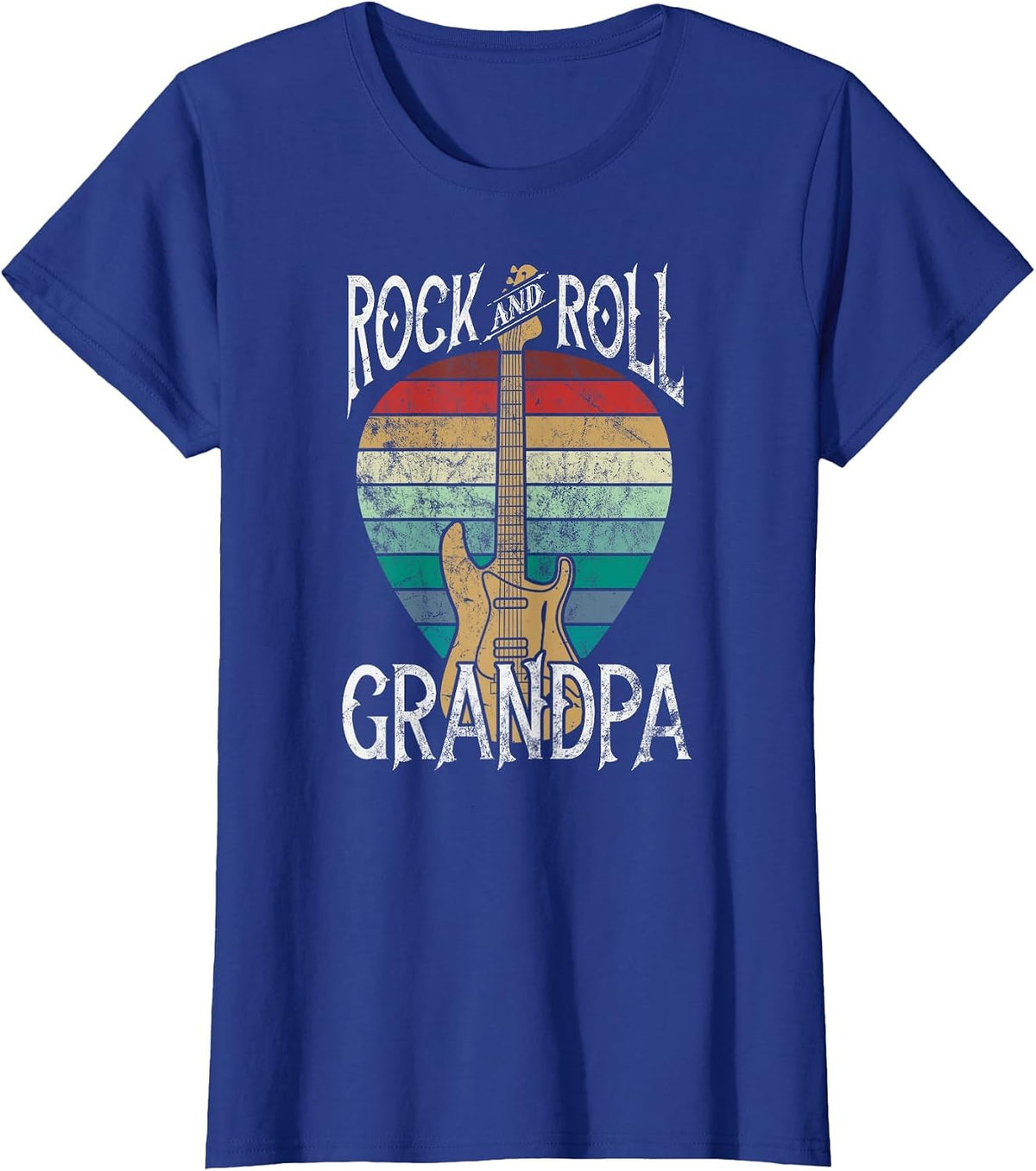 Rock n Roll Grandpa Vintage Guitar Player Music Lover T-Shirt - Royal Blue