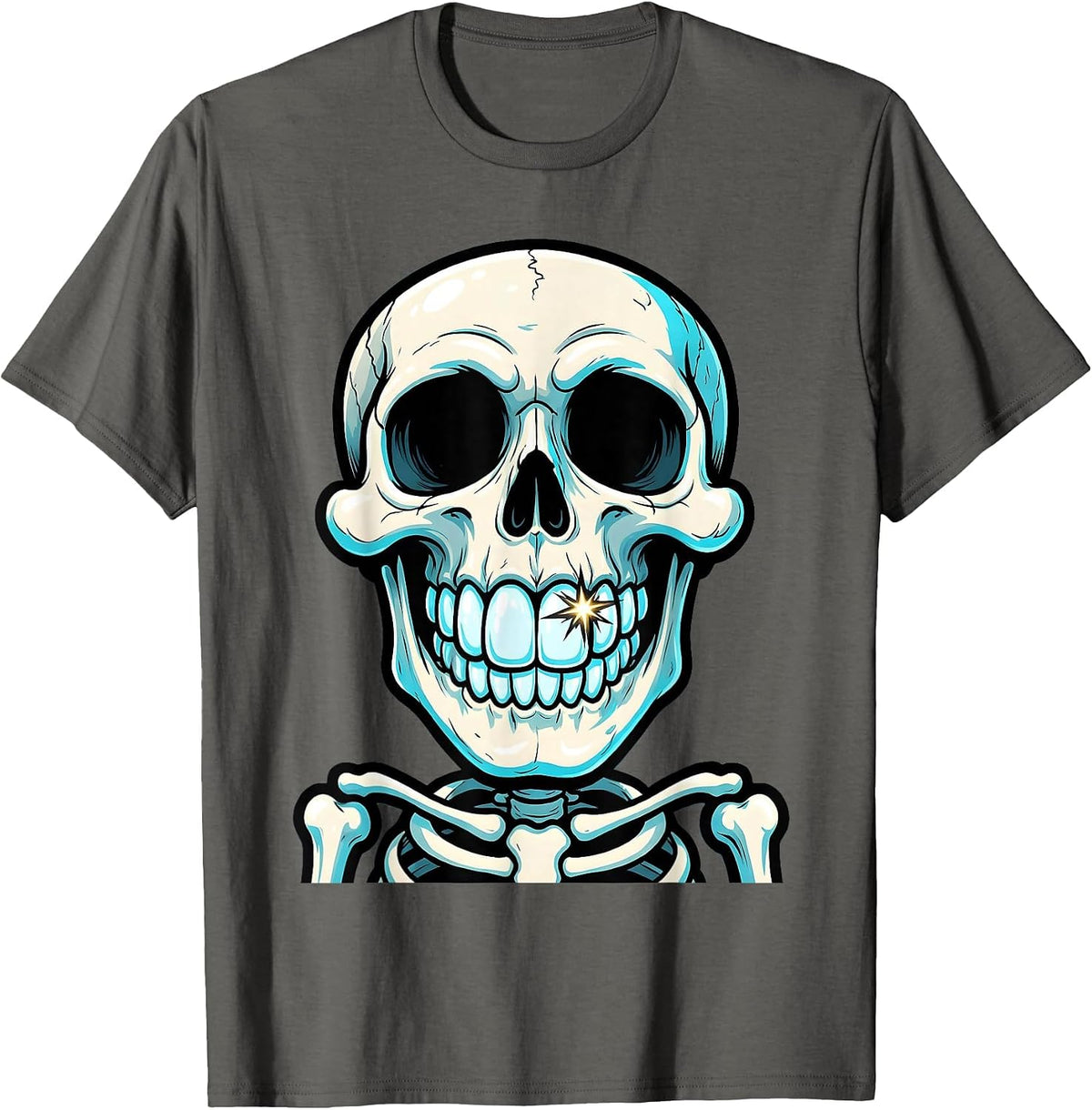 Skeleton Perfect Smile Dental Assistant Gift T-Shirt - Asphalt Grey