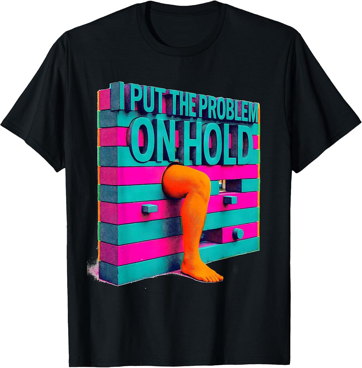 Men's I Put The Problem On Hold Funny Rock Climbing Bouldering T-Shirt - Black