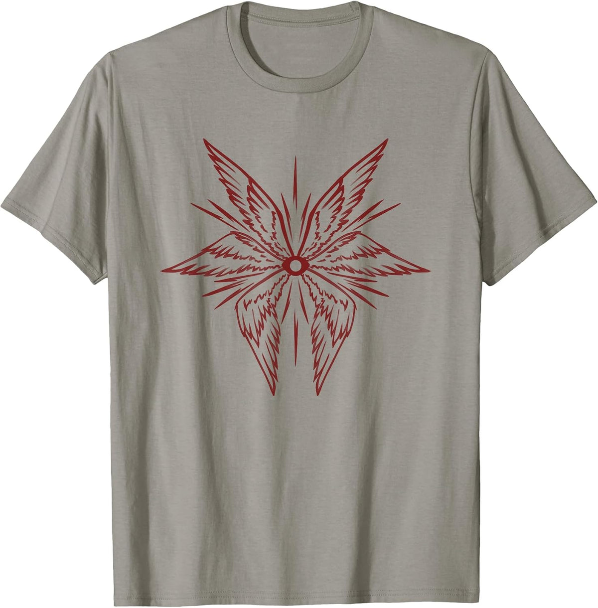 Emo Goth Alt Biblically Accurate Archangel Wings with Eye T-Shirt - Slate Grey
