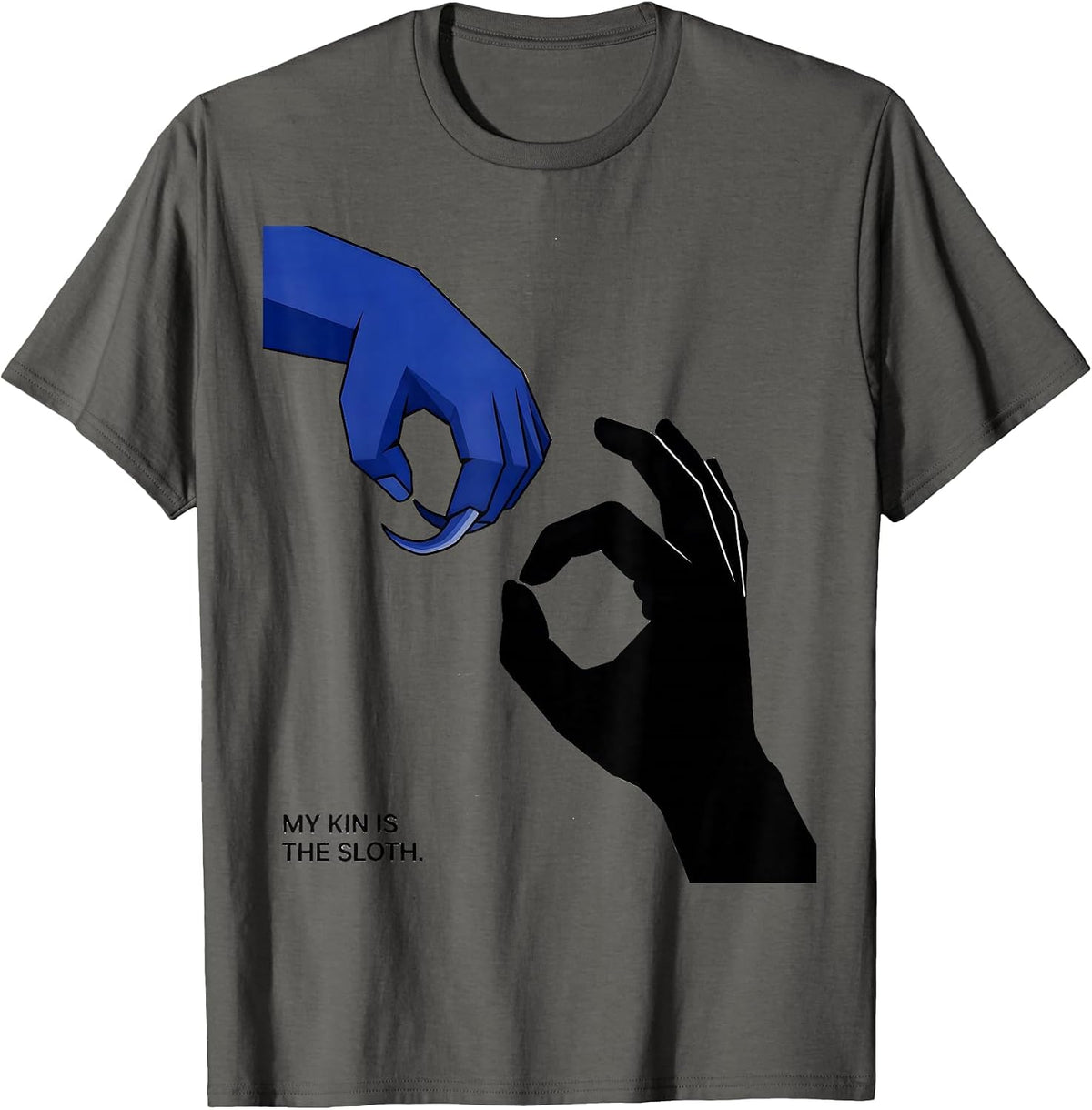 My Kin Is The Sloth Funny Sloth Lover Gift Cute Humor T-Shirt - Asphalt Grey
