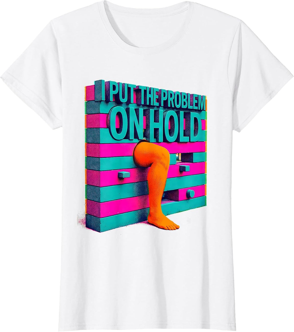 Women's I Put The Problem On Hold Funny Rock Climbing Bouldering T-Shirt - White