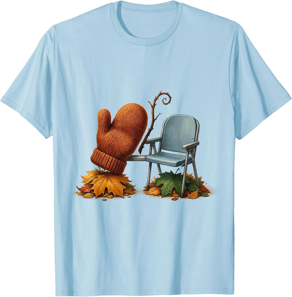 Cozy Knit Mitten Autumn Stadium Seat Storybook T-Shirt - Baby Blue