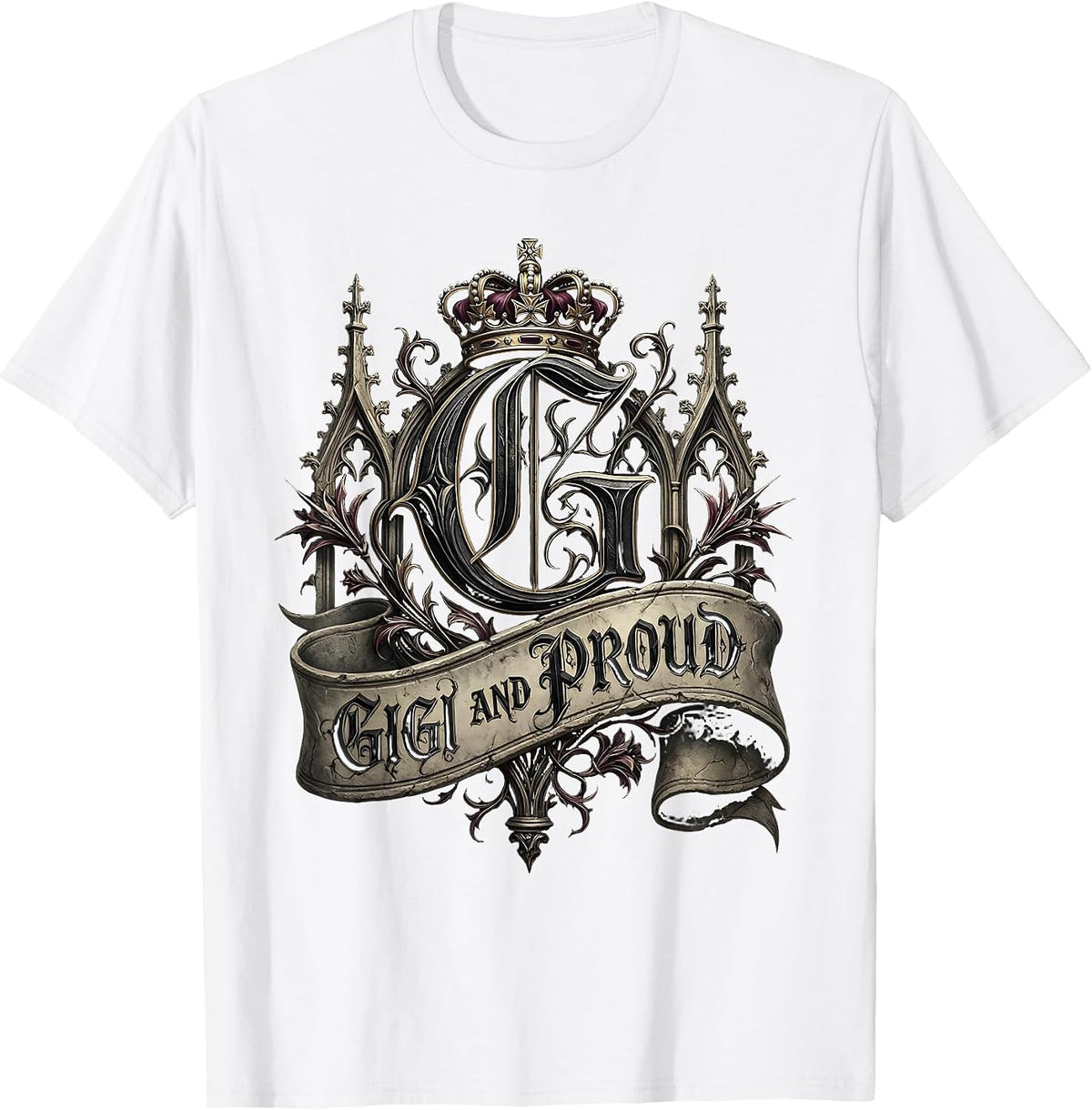 Men's Gigi And Proud Grandma Design T-Shirt - White