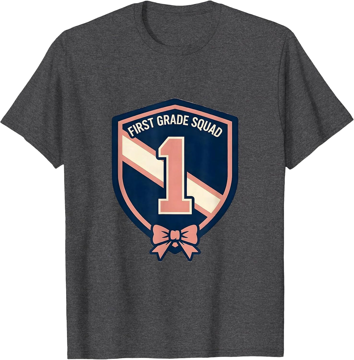 First Grade Squad Cheerful Pennant Back To School Girls T-Shirt - Dark Heather Grey