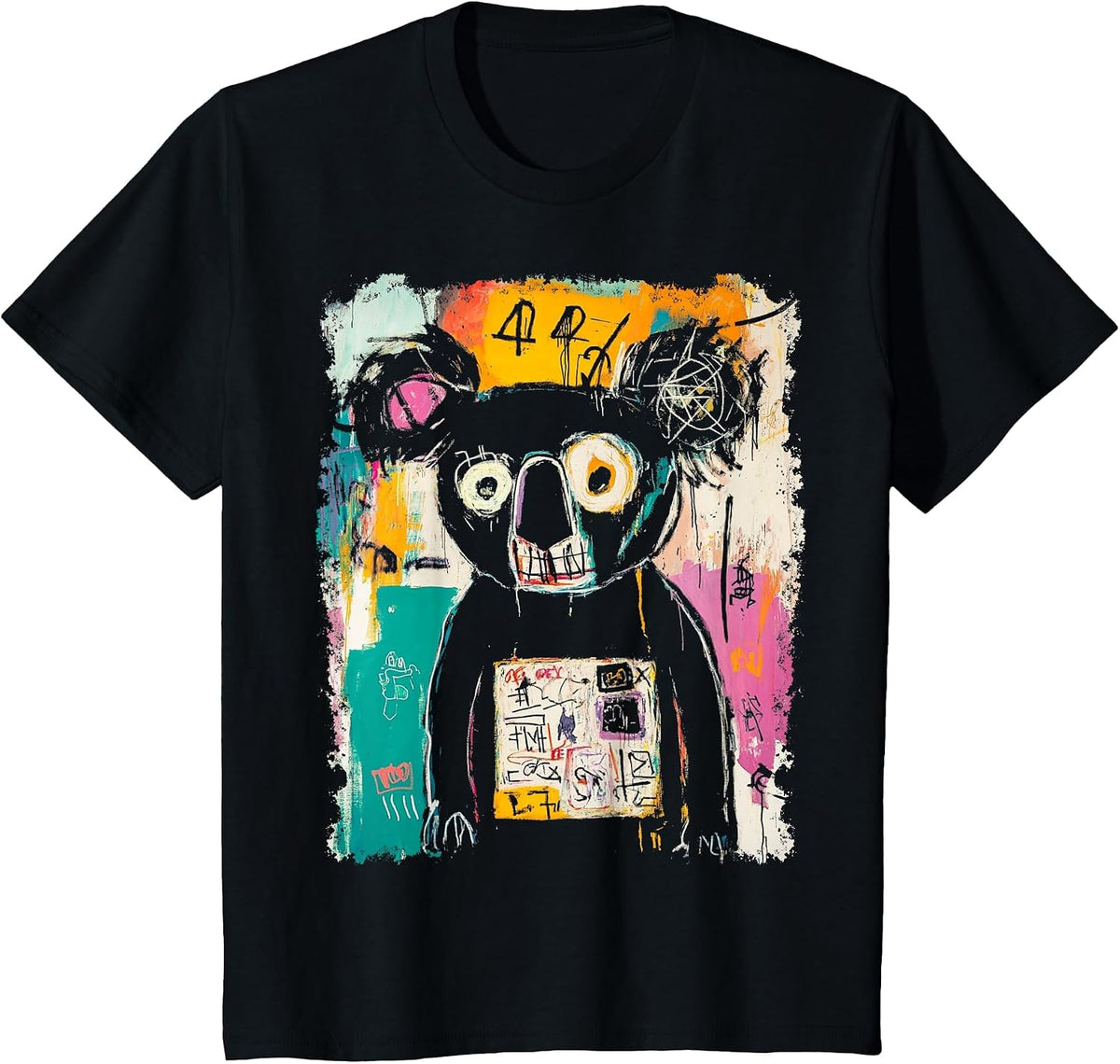 Animal Pop Art Design with A Koala On It Men's Graffiti T-Shirt - Black