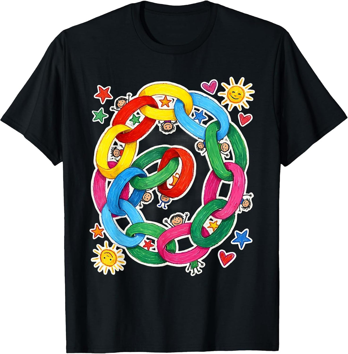 Men's Kindergarten Teacher Infinite Paper Chain Art T-Shirt - Black