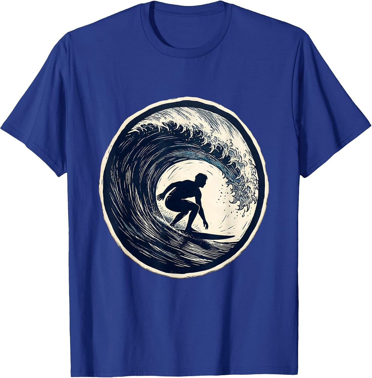Men's Hawaiian Surfer Riding Massive Curling Wave T-Shirt - Royal Blue
