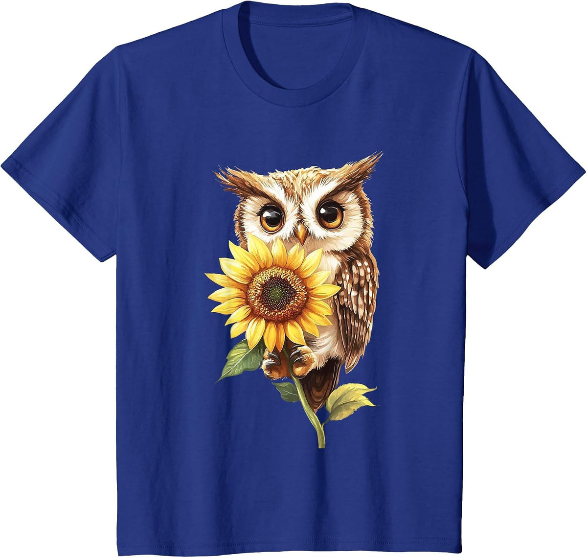 Owl Sunflower T-Shirt - Royal Blue