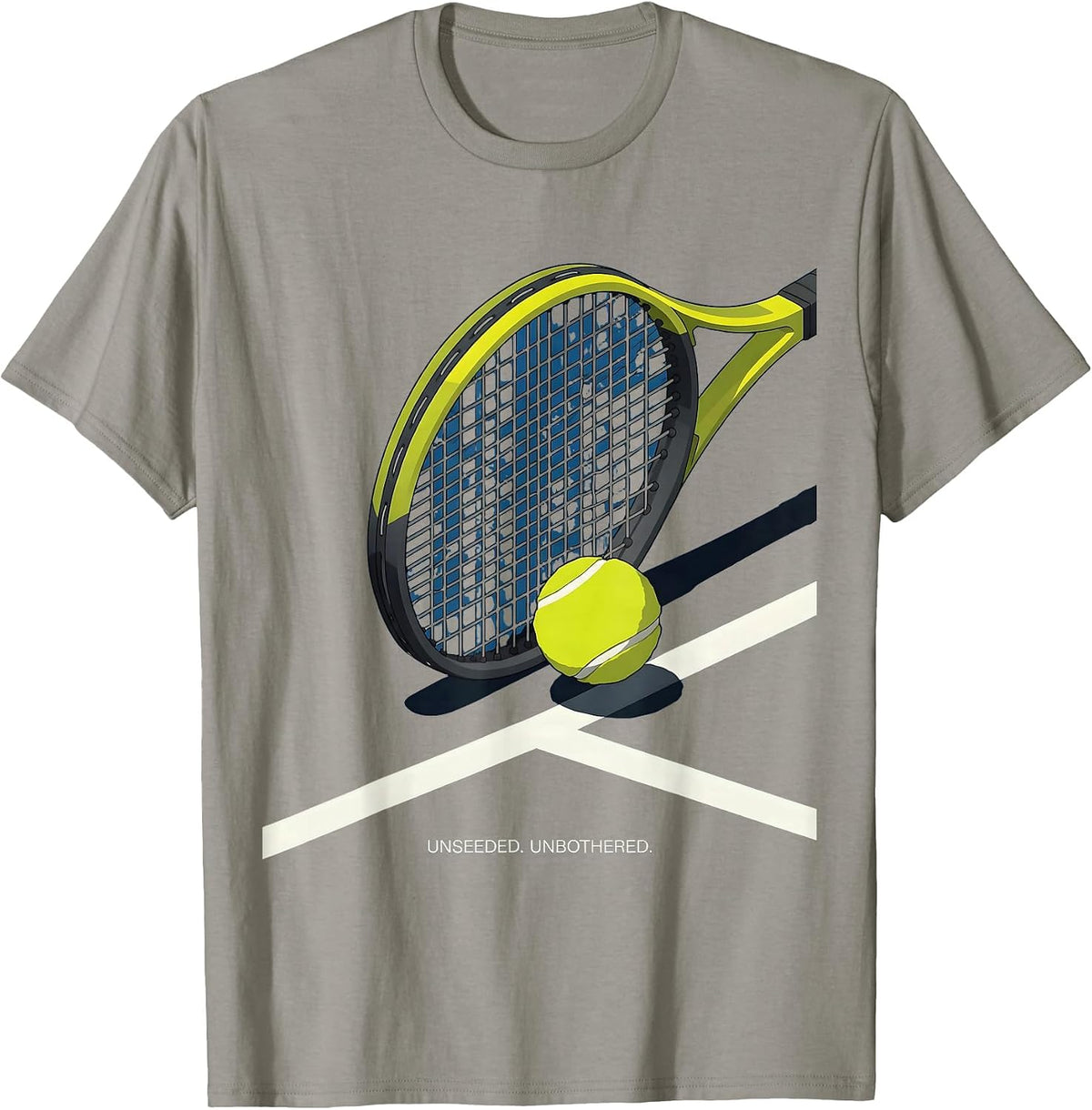 Men's Unseeded Unbothered Funny Tennis Player Humor Novelty T-Shirt - Slate Grey