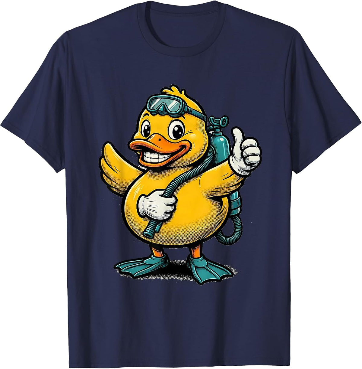 Rubber Duck Scuba Diver Funny Graphic Tee T-Shirt - Navy Blue