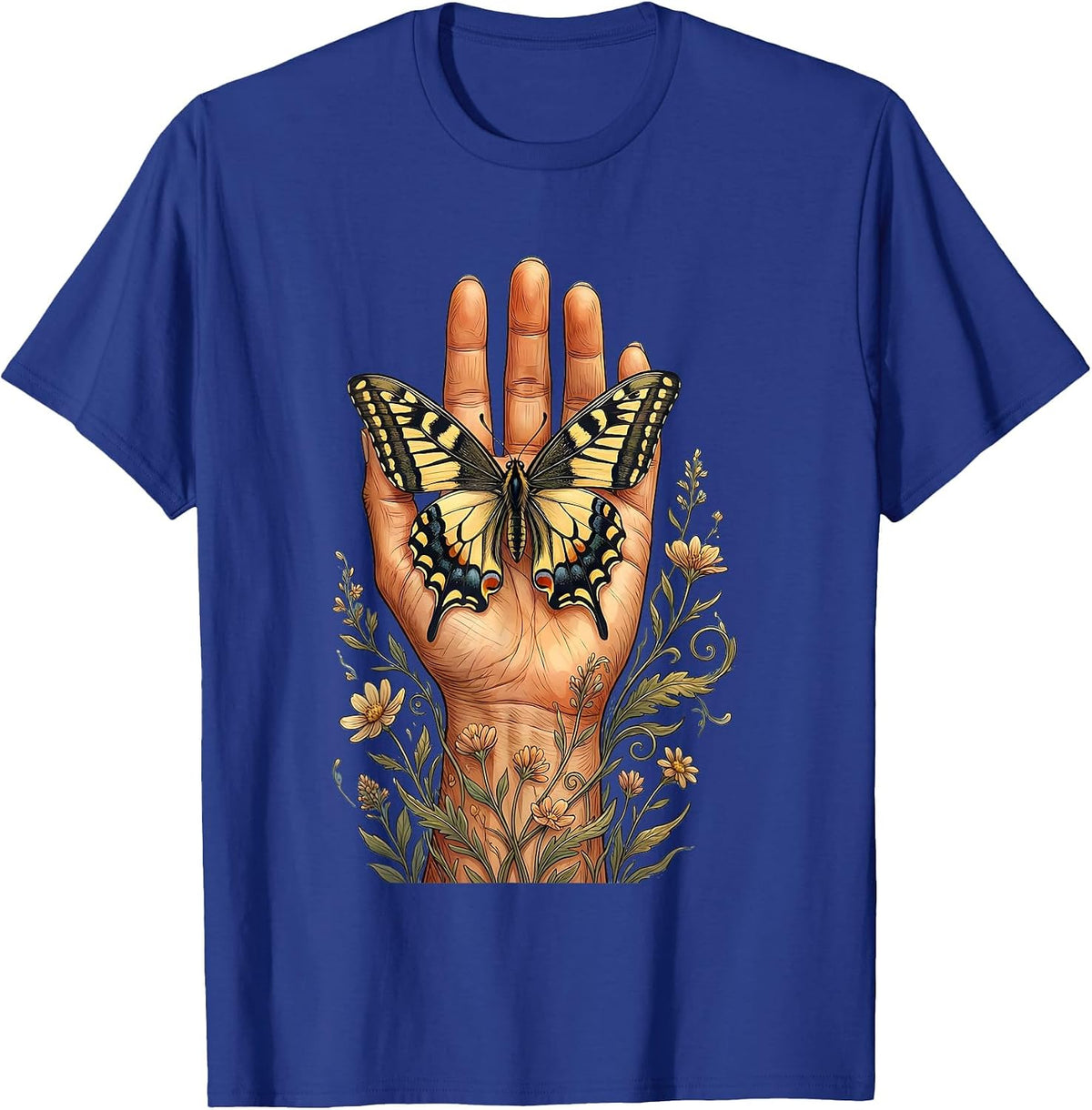 Suicide Awareness Open Hand Butterfly Design T-Shirt - Royal Blue