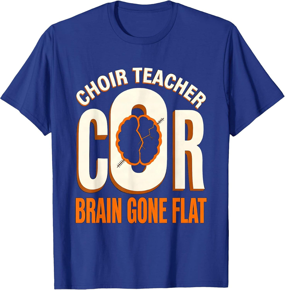 Men's Choir Teacher Brain Gone Flat Funny Zombie Halloween Teacher T-Shirt - Royal Blue