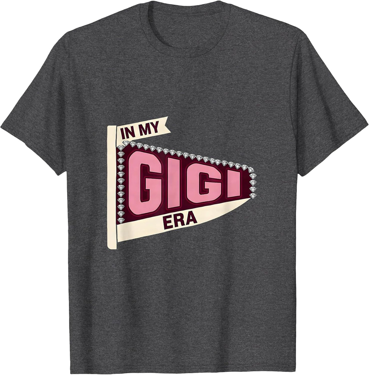 In My Gigi Era Sparkle Varsity Retro Groovy Mother's Day T-Shirt - Dark Heather Grey