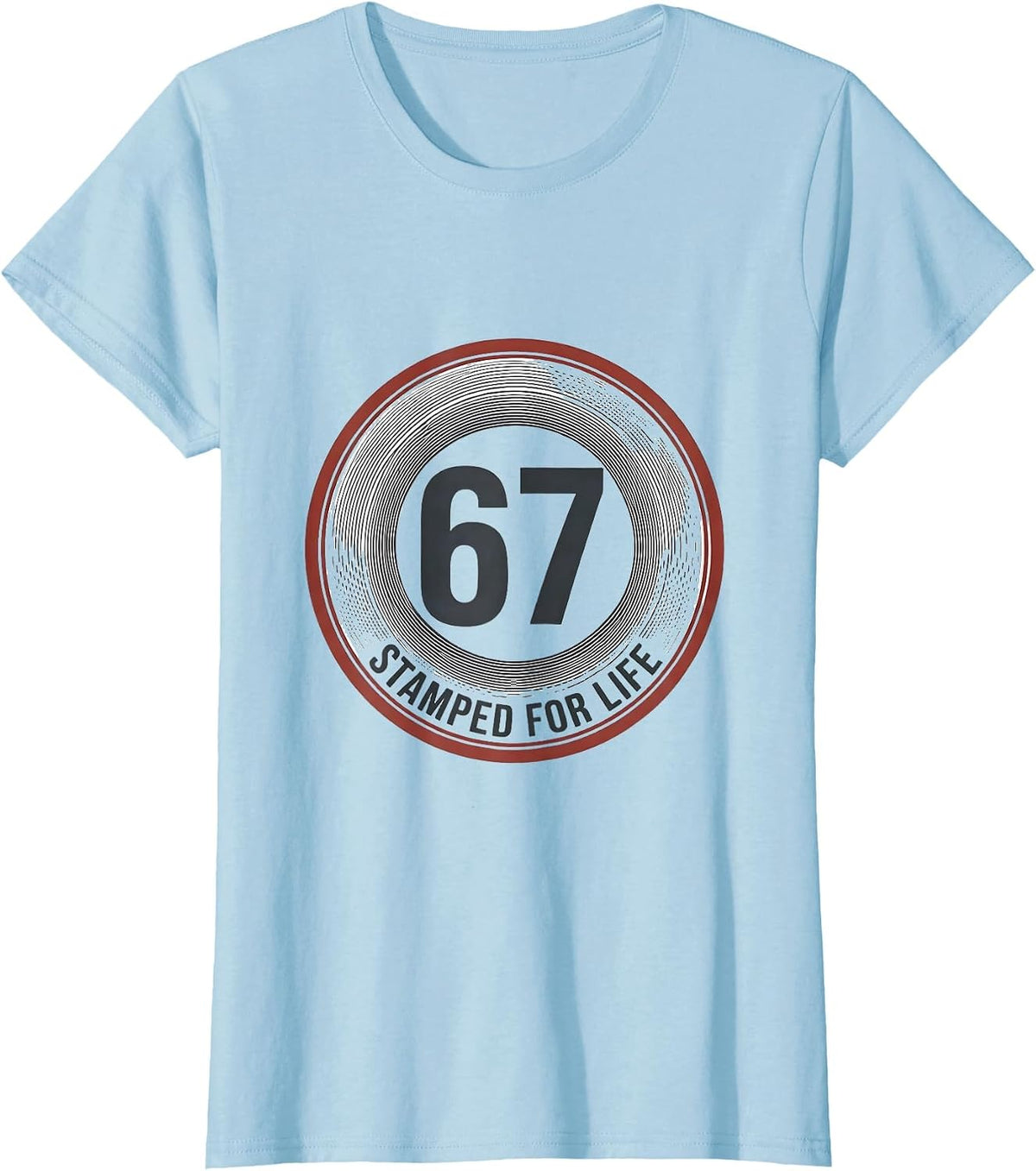 Six Seven Stamped For Life Funny Gen Alpha Slang Meme T-Shirt - Baby Blue