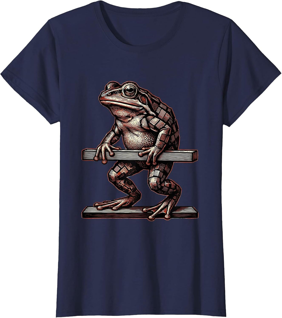 Women's Frog Teacher Letterpress Profession Humor T-Shirt - Navy Blue