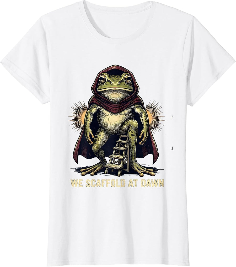 Women's We Scaffold At Dawn Funny Frog Teacher Back to School T-Shirt - White