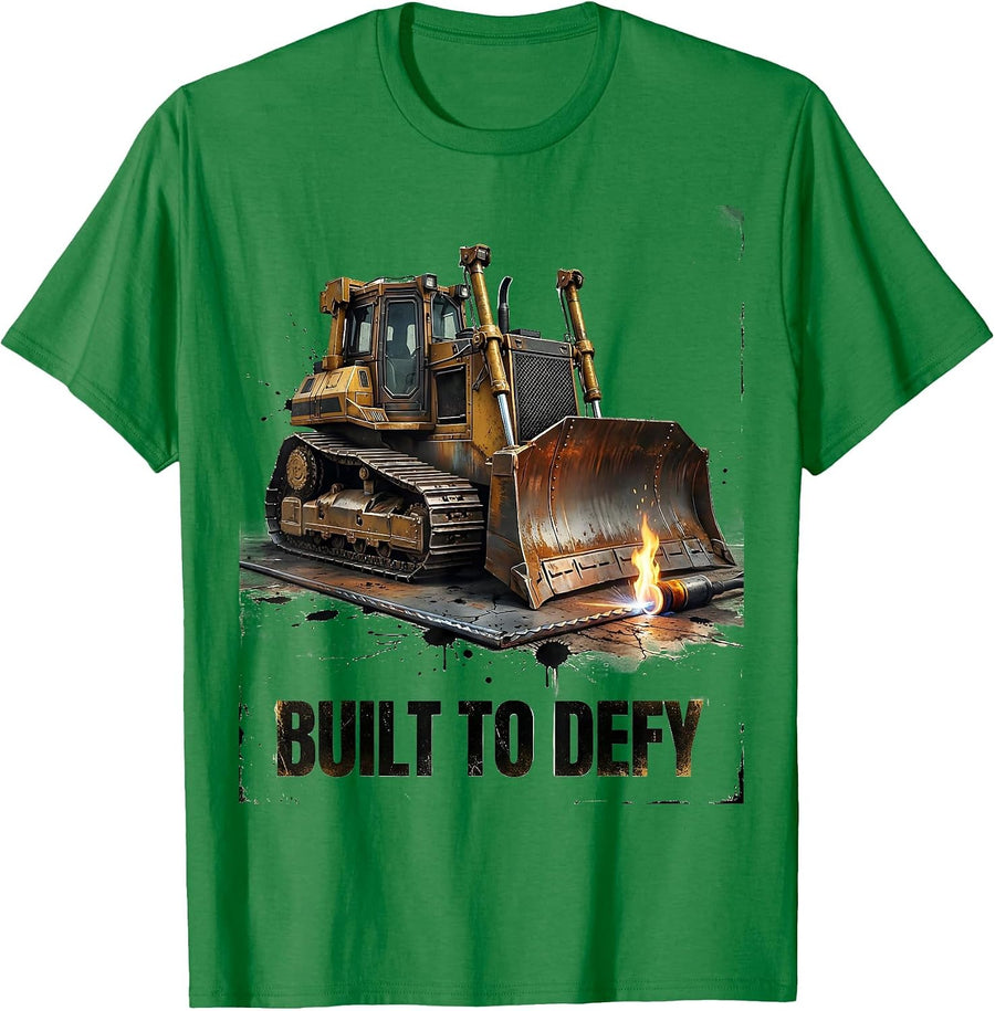 Men's Built To Defy Distressed Welder Trade Pride Metal Worker T-Shirt - Kelly Green