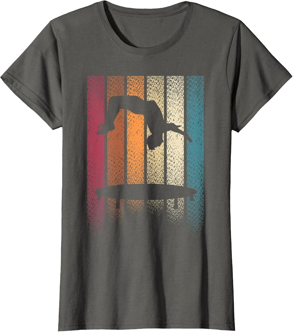 Backflip Trampoline Jumping Jumper Tumbling Retro T-Shirt - Asphalt Grey