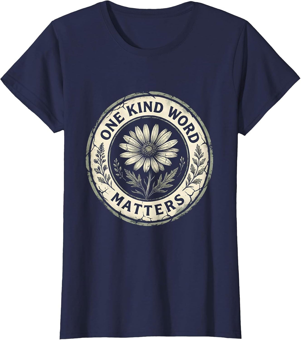 Women's One Kind Word Matters Be Kind Kindness Design T-Shirt - Navy Blue