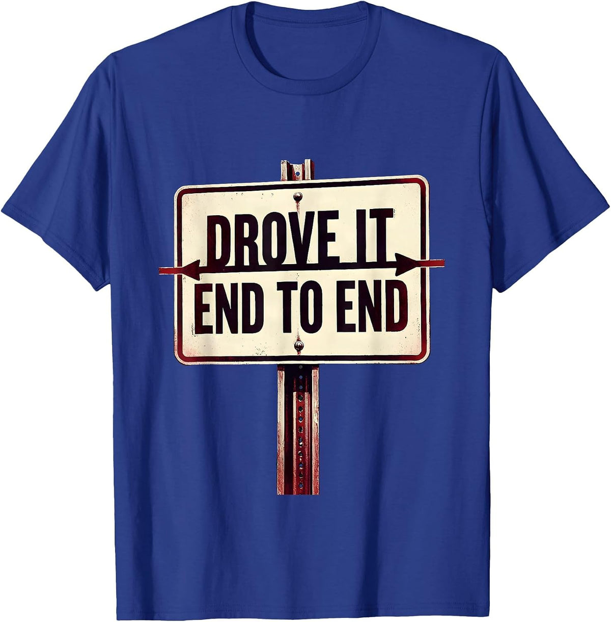 Men's Drove It End To End Stenciled Road Trip Centennial Keepsake T-Shirt - Royal Blue