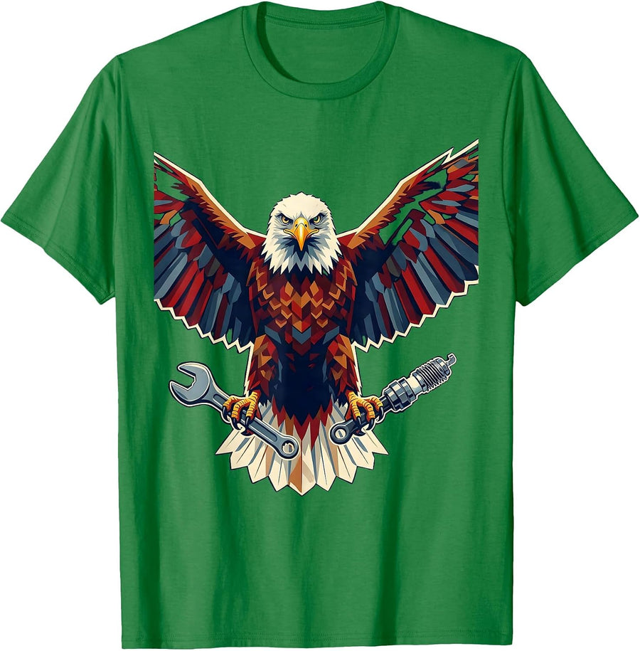 Men's Valley Forge Automotive Eagle Wrench Spark Plug T-Shirt - Kelly Green