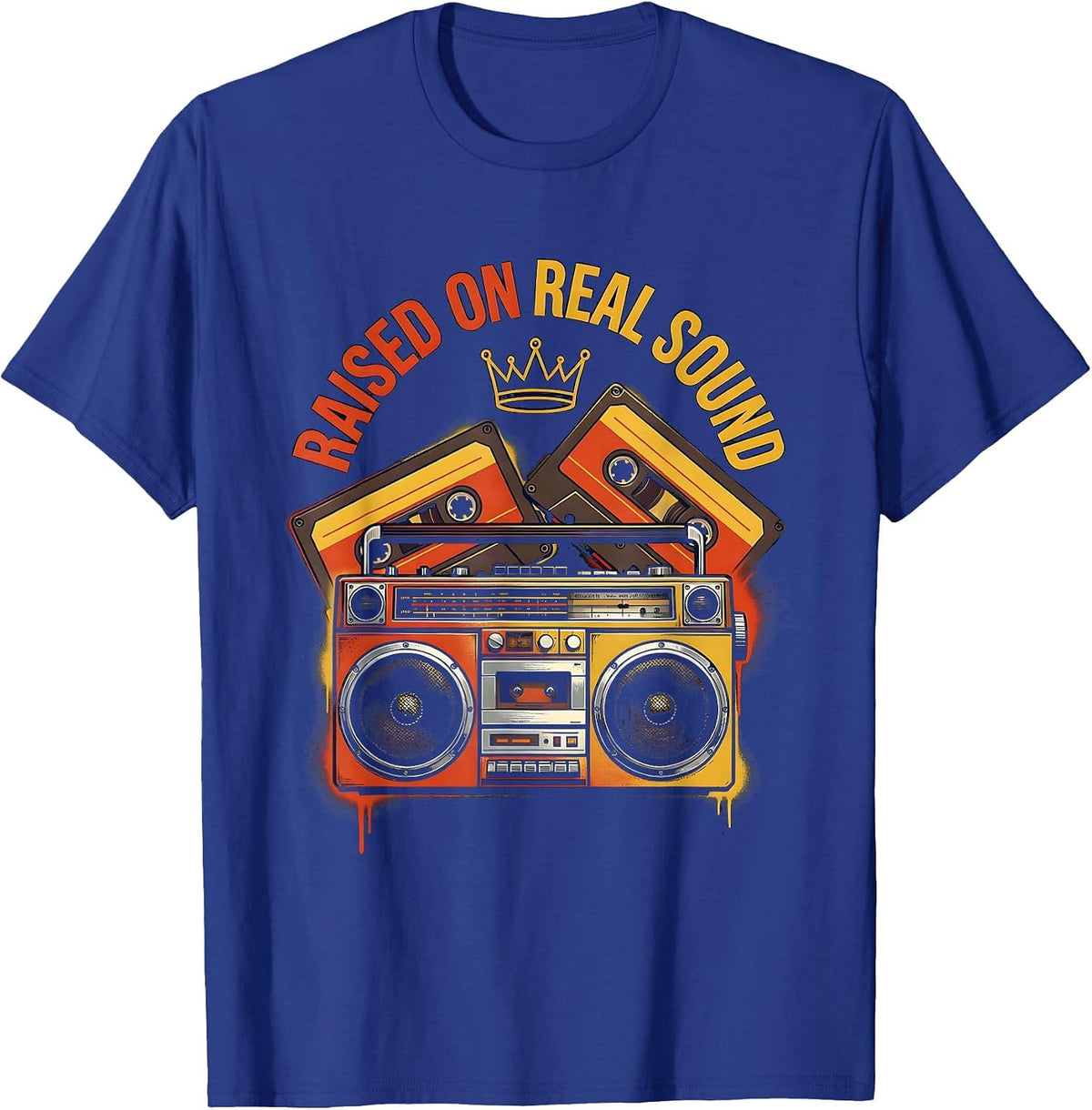 Raised On Real Sound Retro Hip Hop Rap Music Lover T-Shirt - Royal Blue