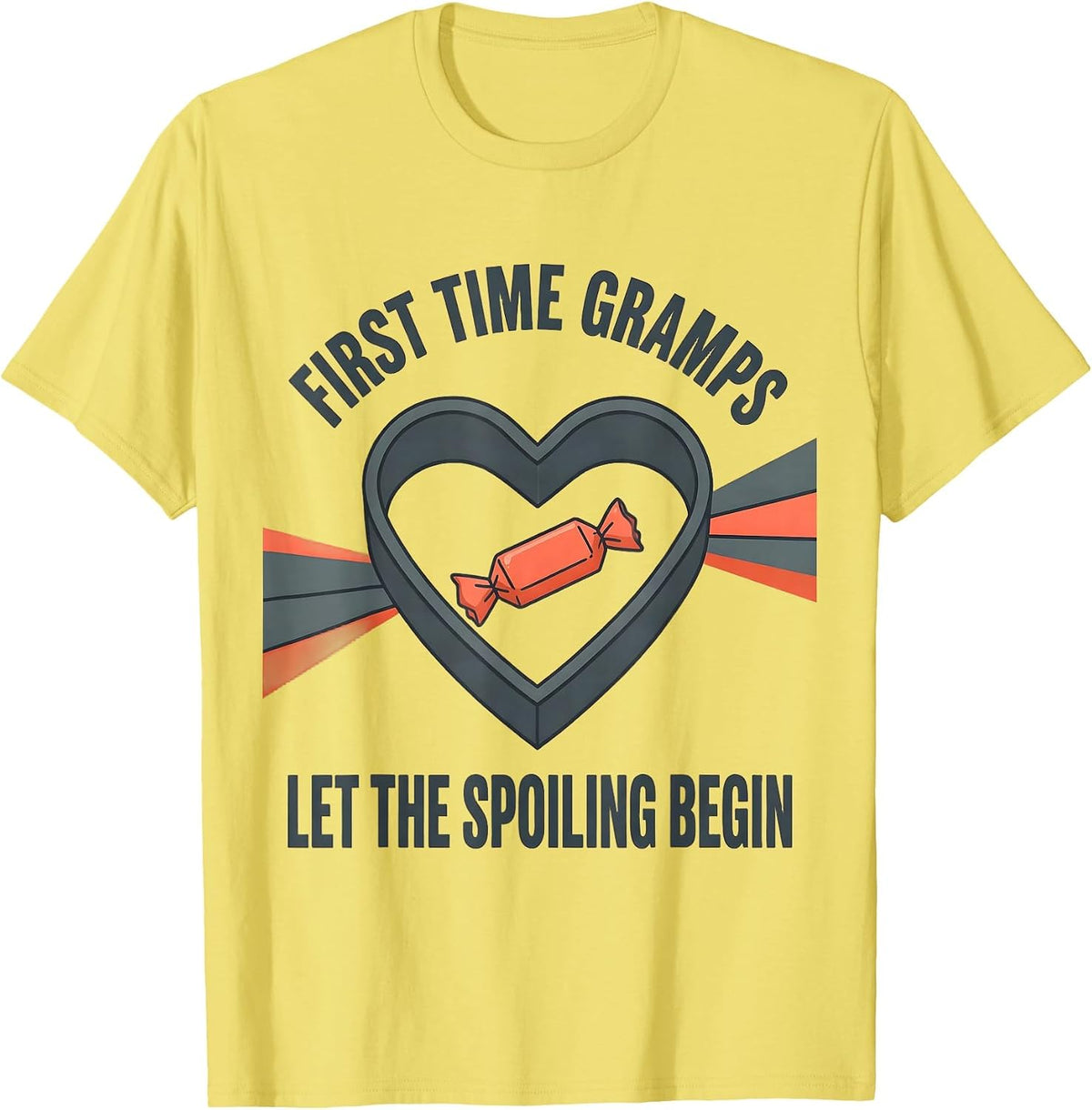First Time Gramps Let The Spoiling Begin Grandpa T-Shirt, Men, Lemon Yellow, Medium - As Pictured