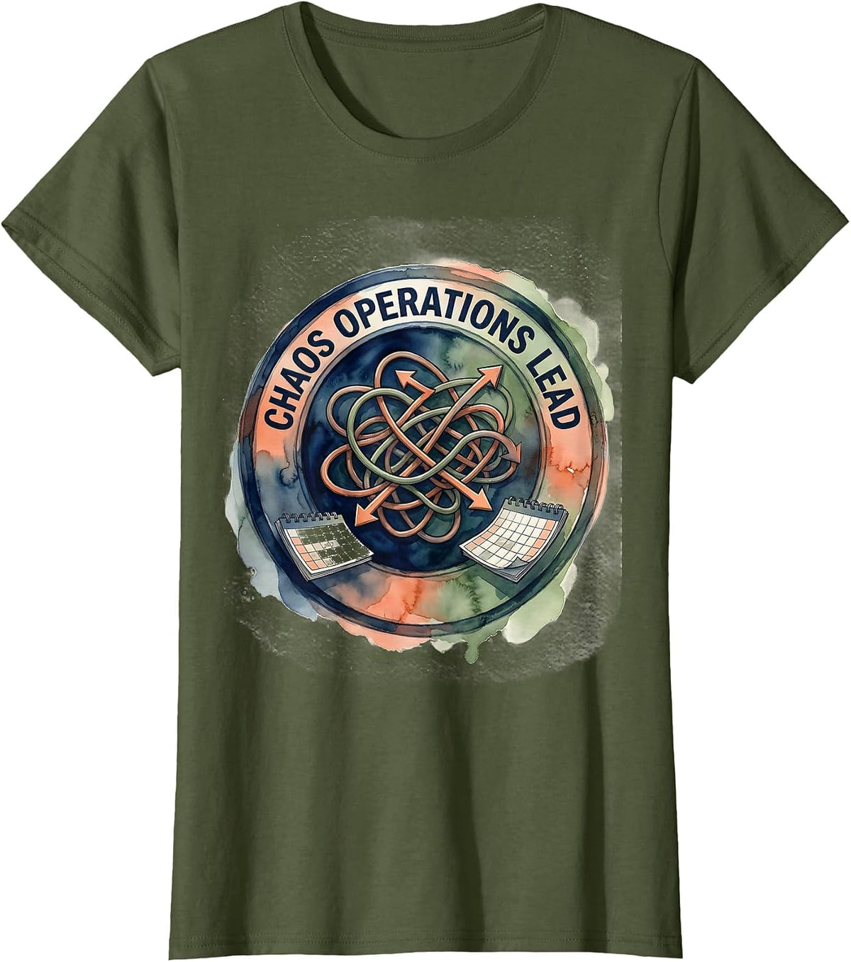 Women's CHAOS OPERATIONS LEAD Funny Sarcastic Humor Novelty T-Shirt - Olive Green