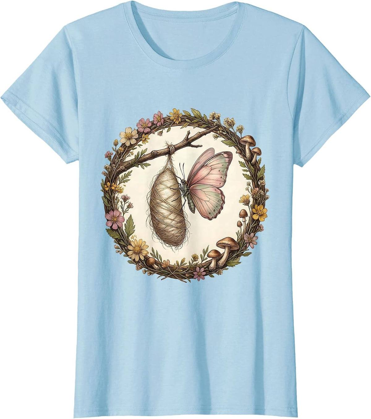 Preschool Teacher Butterfly Cocoon Art Design T-Shirt - Baby Blue