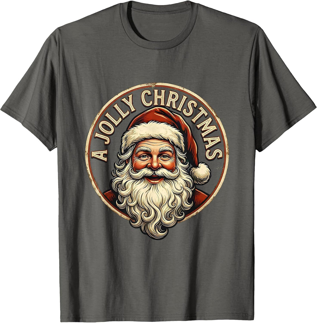A Jolly Christmas Vintage Santa Claus Face Old Fashioned T-Shirt - Asphalt Grey