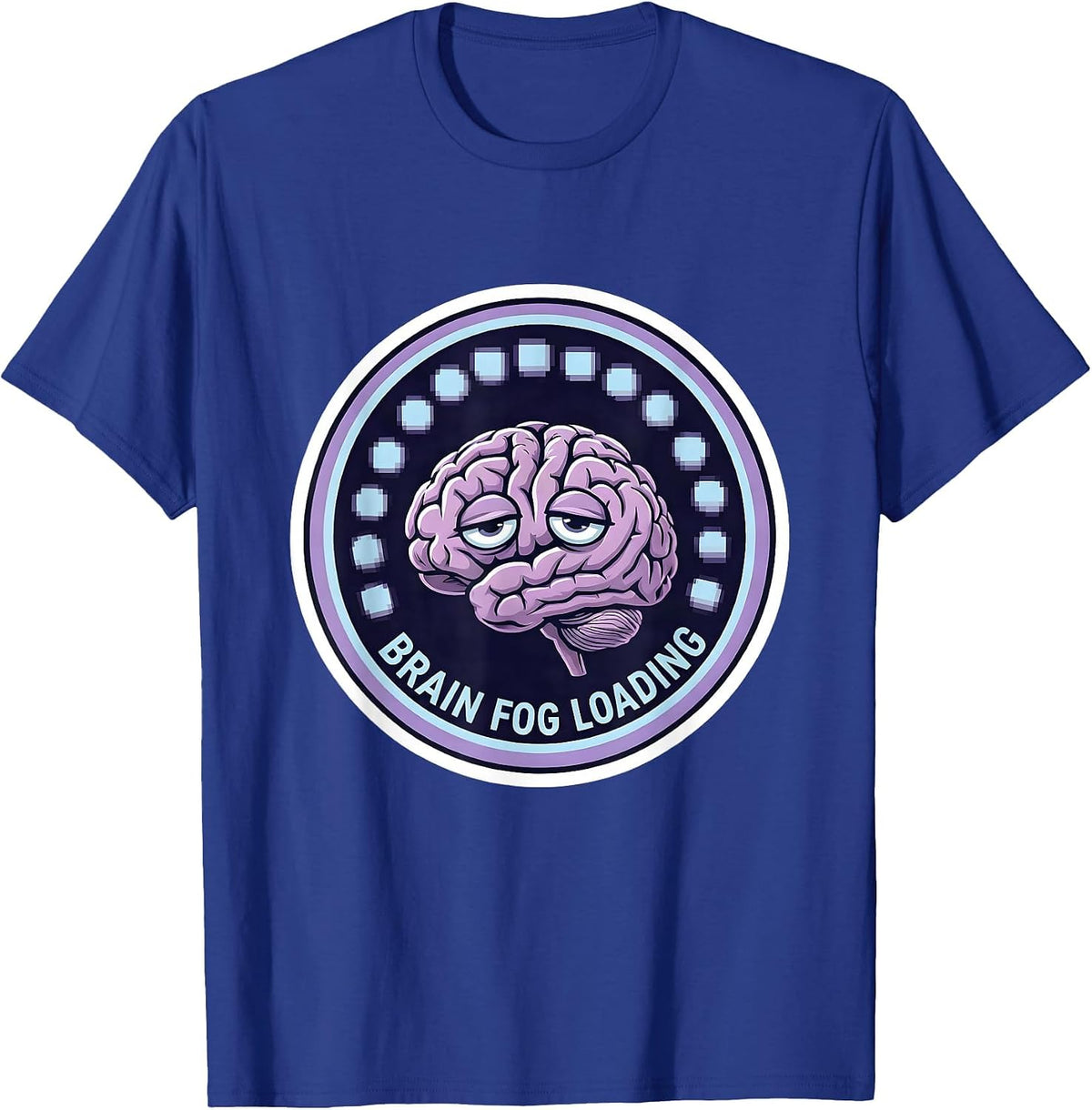 Men's Brain Fog Loading Mental Health Awareness Design T-Shirt - Royal Blue