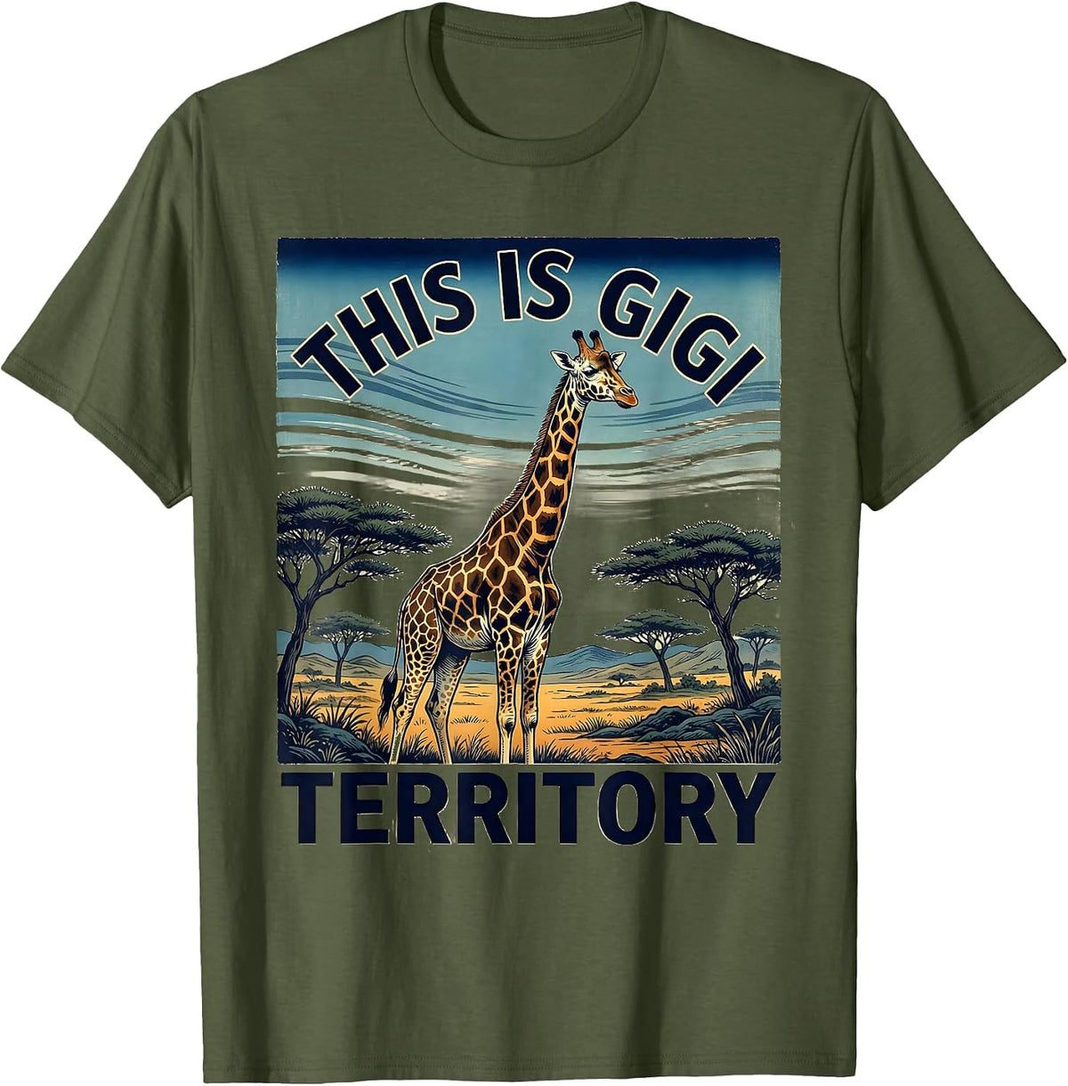 Men's This Is Gigi Territory Proud Grandma Design T-Shirt - Olive Green