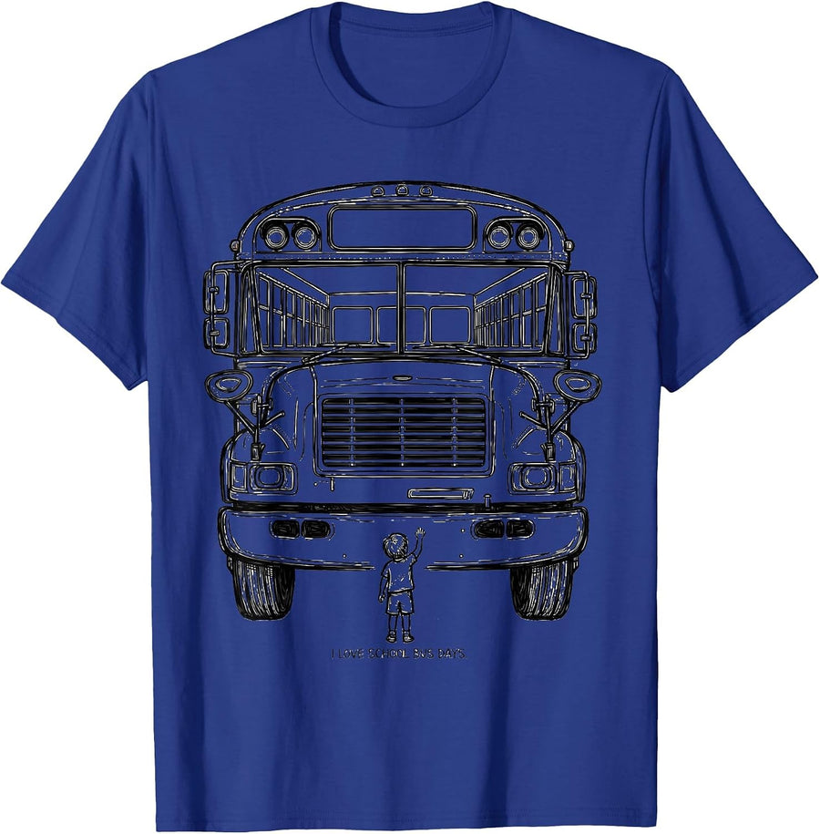 I Love School Bus Days Funny School Bus Driver Appreciation T-Shirt - Royal Blue