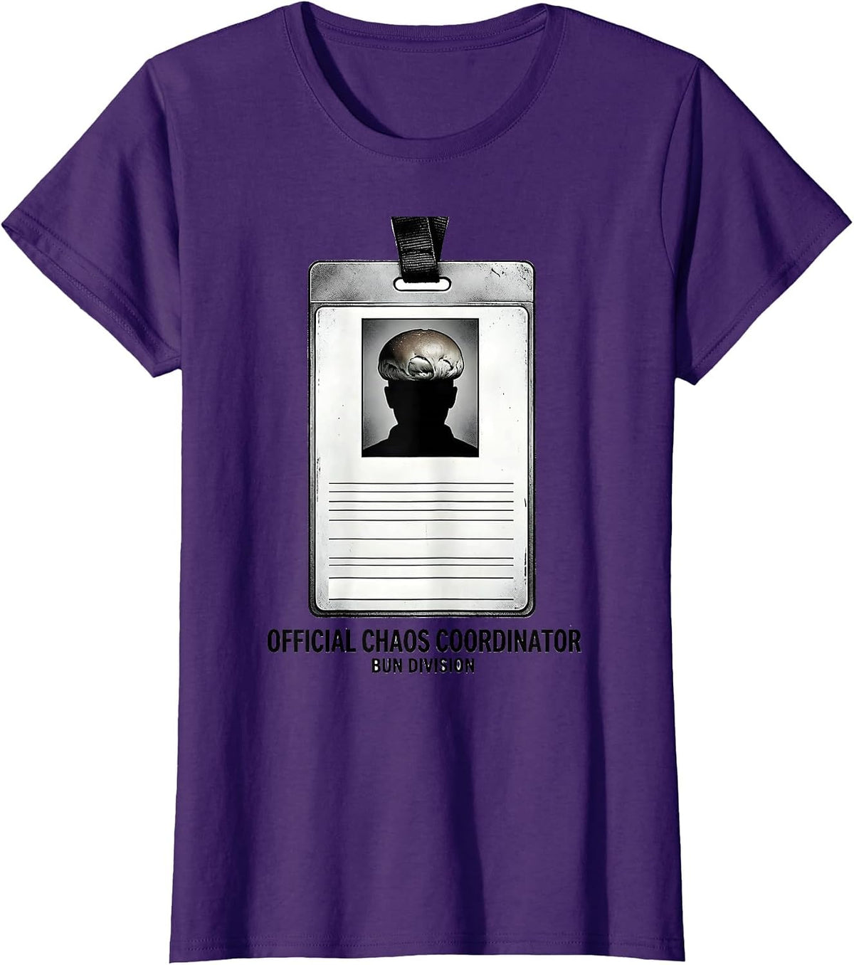 Women's Official Chaos Coordinator, Bun Division Funny Messy Bun Mom T-Shirt - Purple