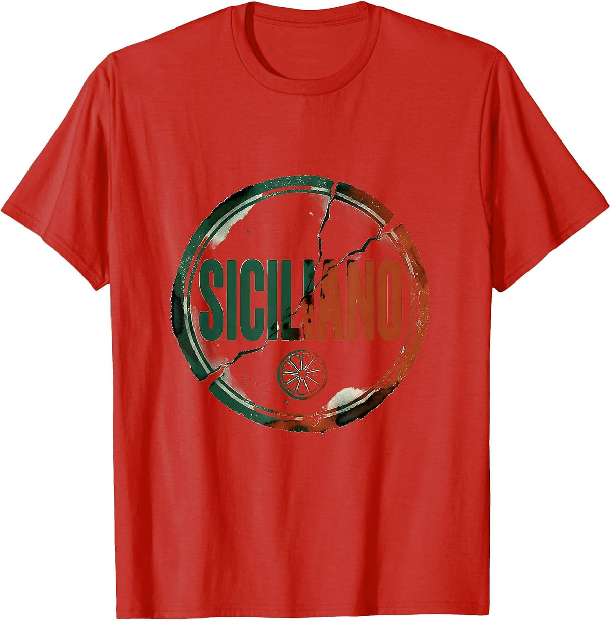 Men's Siciliano Rubber Stamp Italian Heritage Family Pride T-Shirt - Red