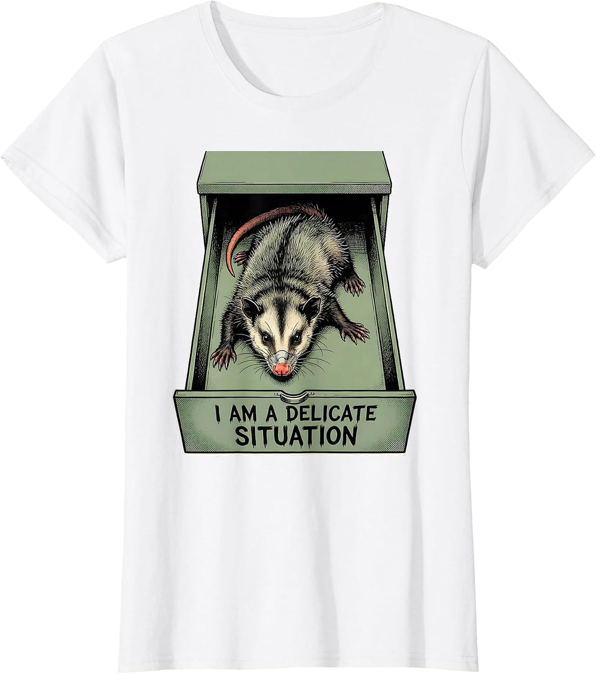 I Am A Delicate Situation Funny Opossum Meme Possum Lover T-Shirt - White