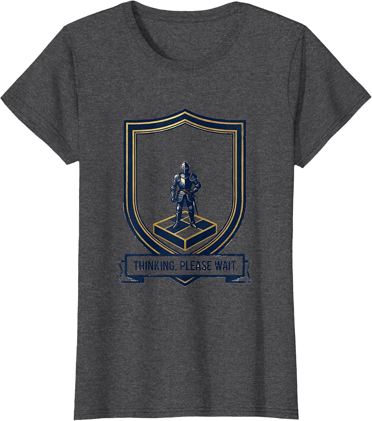 Women's Thinking Please Wait Funny Chess Player Gift Chess Lover T-Shirt - Dark Heather Grey