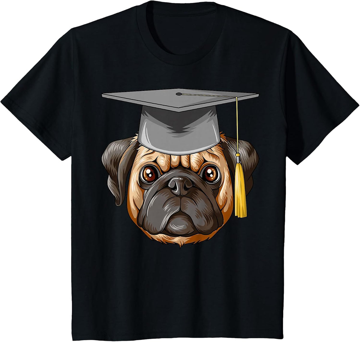 Pug Diploma Hat Pug T-Shirt - Black