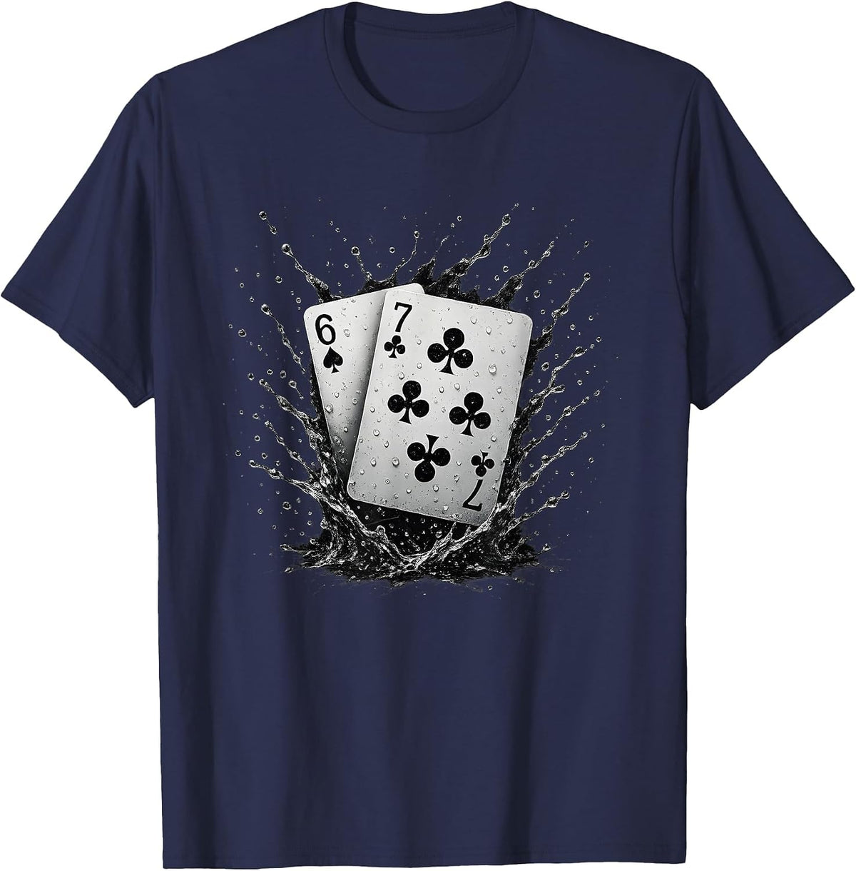 67 Playing Cards Six Seven Meme Card Game Poker Casino Fans T-Shirt - Navy Blue