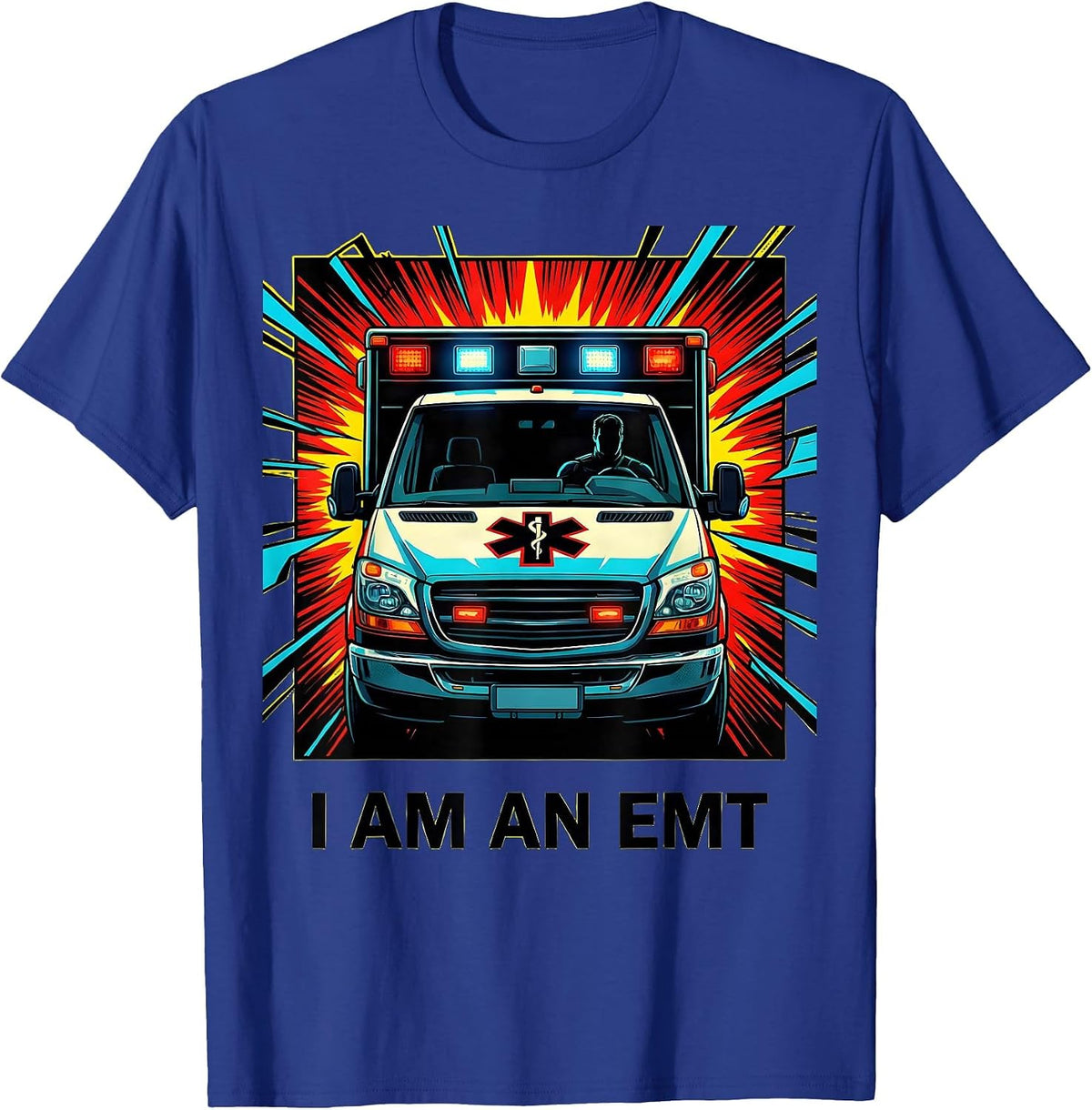 I Am an EMT Pop Art EMT Paramedic First Responder Gift T-Shirt - Royal Blue