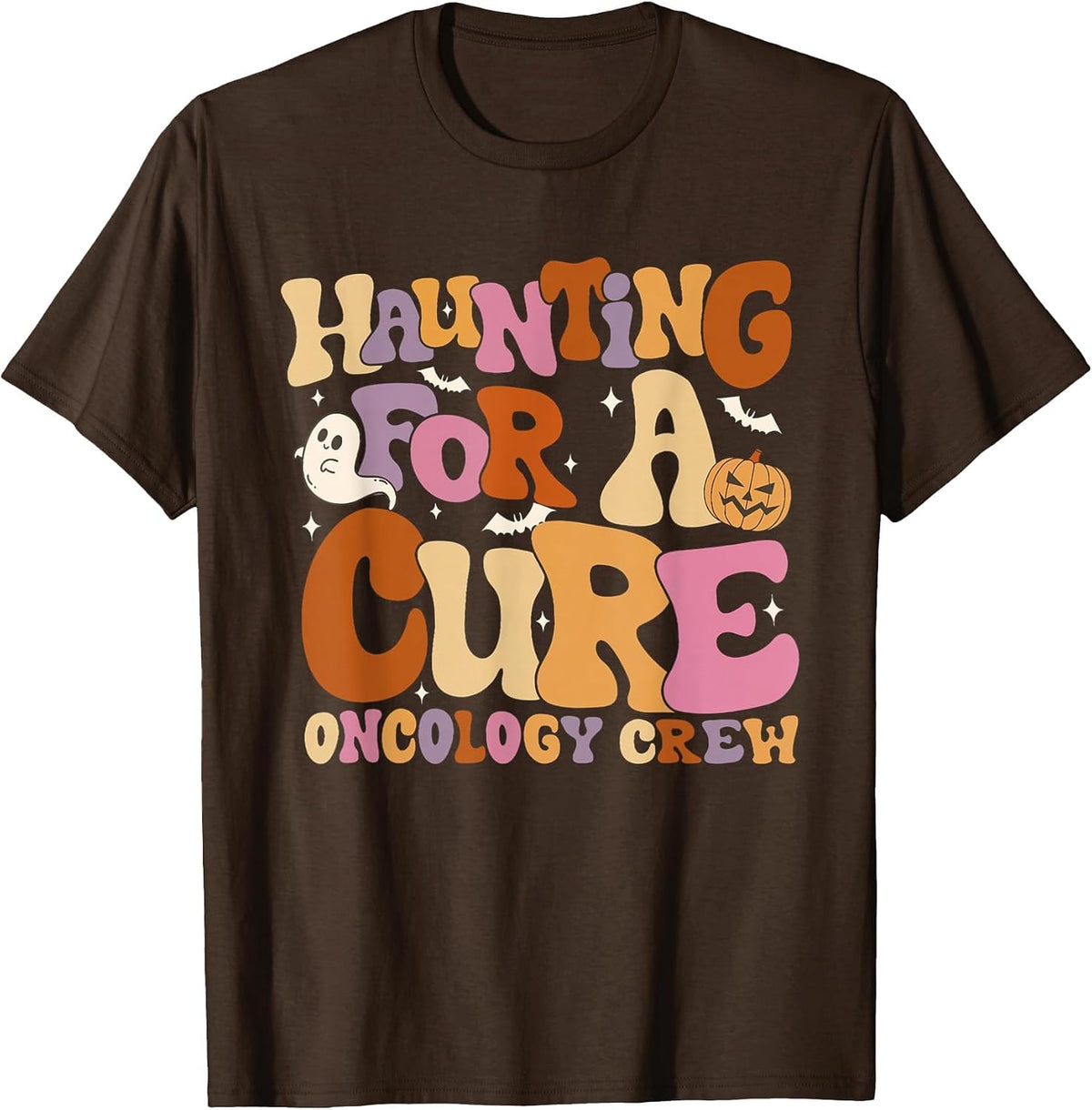 Haunting for A Cure Oncology Crew Halloween Pedi Onc Crew T-Shirt - Brown
