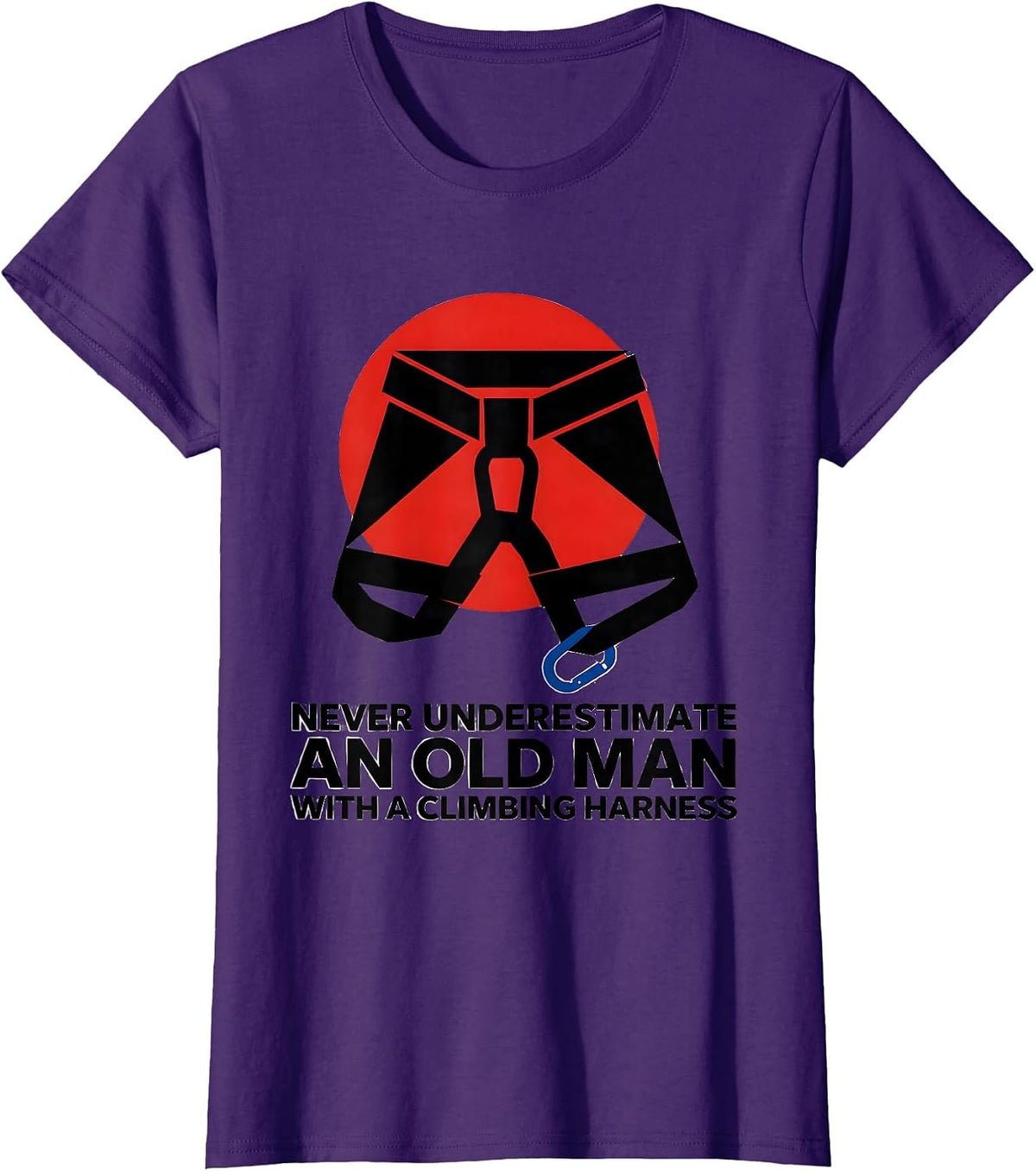 Women's Never Underestimate An Old Man With A Climbing Harness T-Shirt - Purple