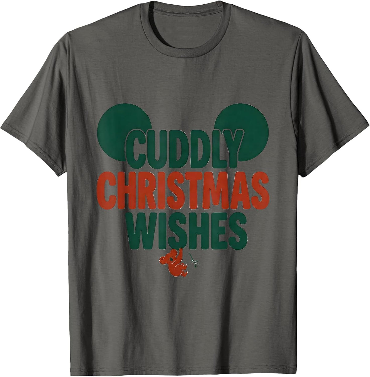 Men's Cuddly Christmas Wishes Cute Koala Lover Holiday Humor T-Shirt - Asphalt Grey