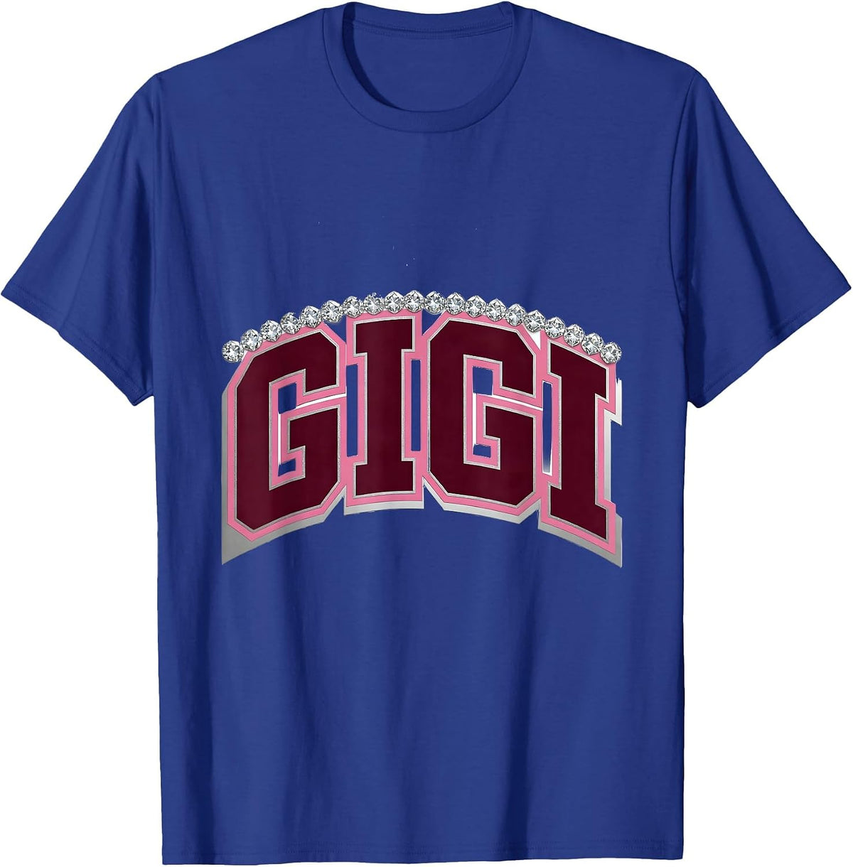 GIGI Sparkle Varsity Monogram Initial Gift T-Shirt - Royal Blue