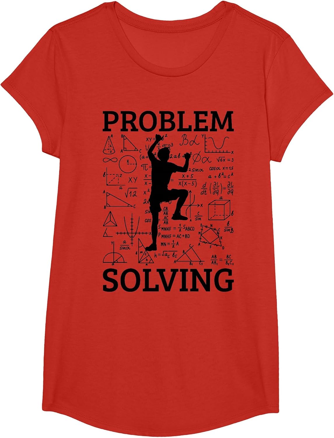 Climbing Problem Solving Rock Climber Bouldering Climb Wall T-Shirt - Girls Red