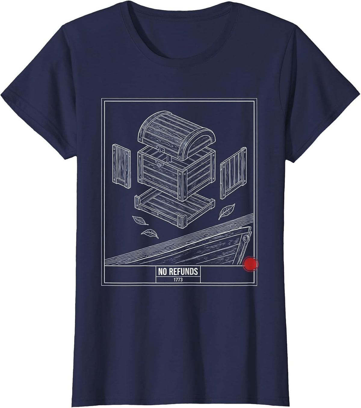 Women's No Refunds 1773 Funny History Teacher Spilling The Tea Since T-Shirt - Navy Blue